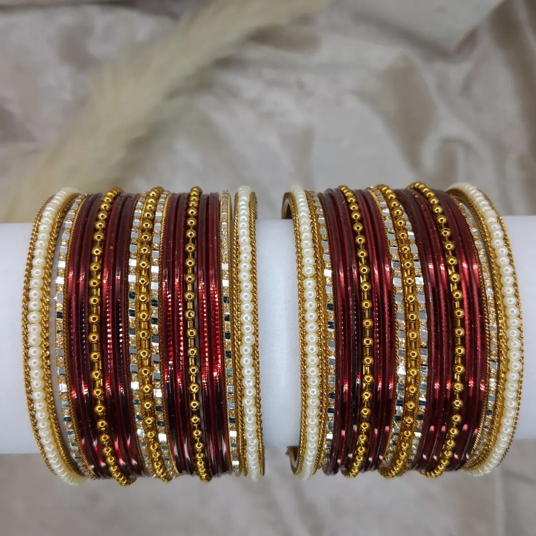 Bangles Set - Mroon | Gold | Size 2.8