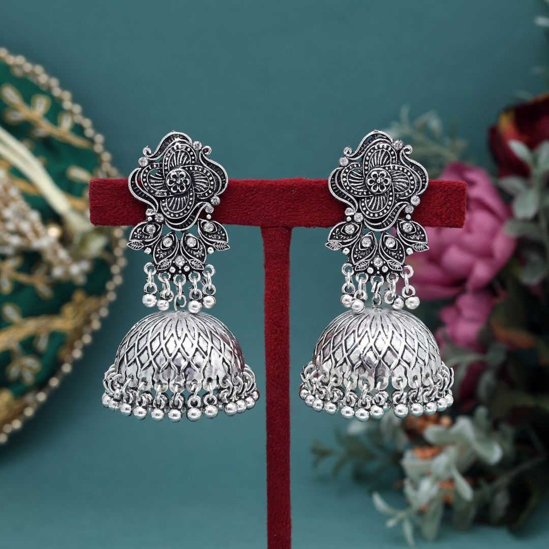 Earrings - Jumkha | silver oxidized