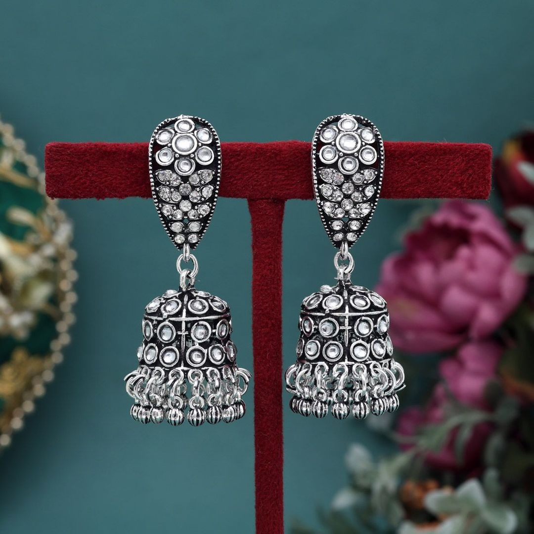 Earrings - Jumkha | silver oxidized