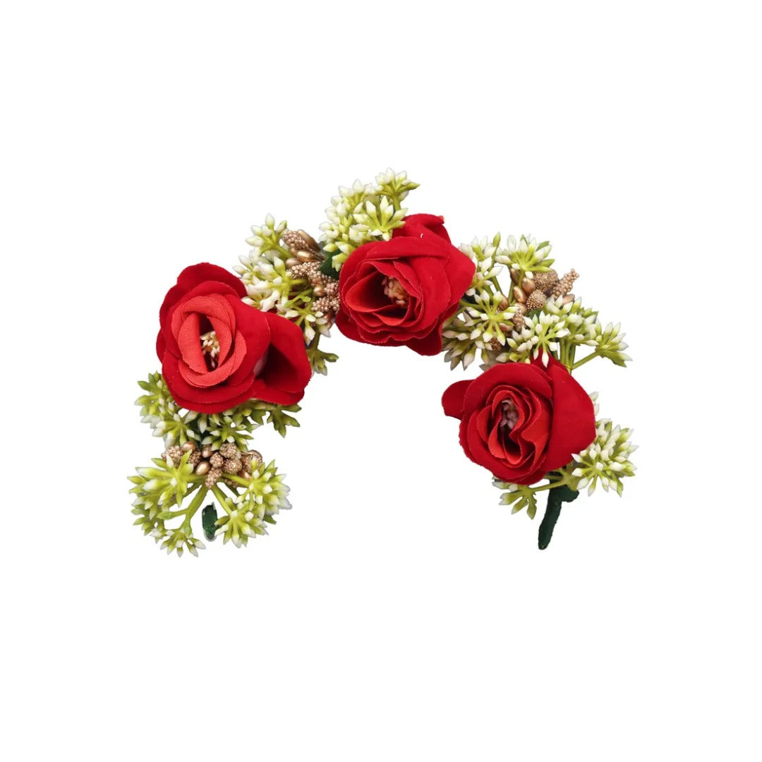 Künstliche indische Haarblumen -Rot | Grün