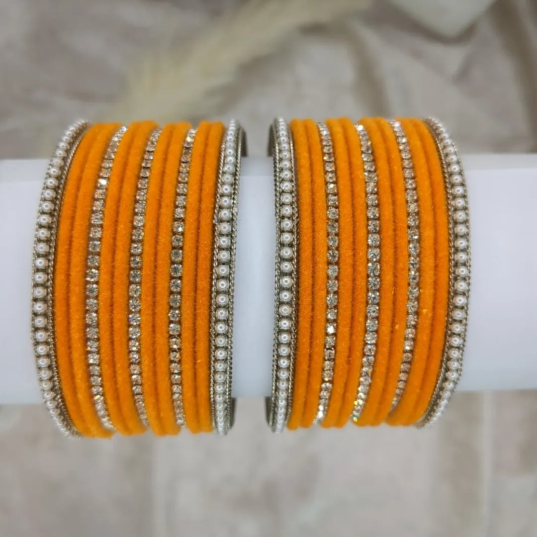 Bangles Set - Orange| Silver| Size 2.8