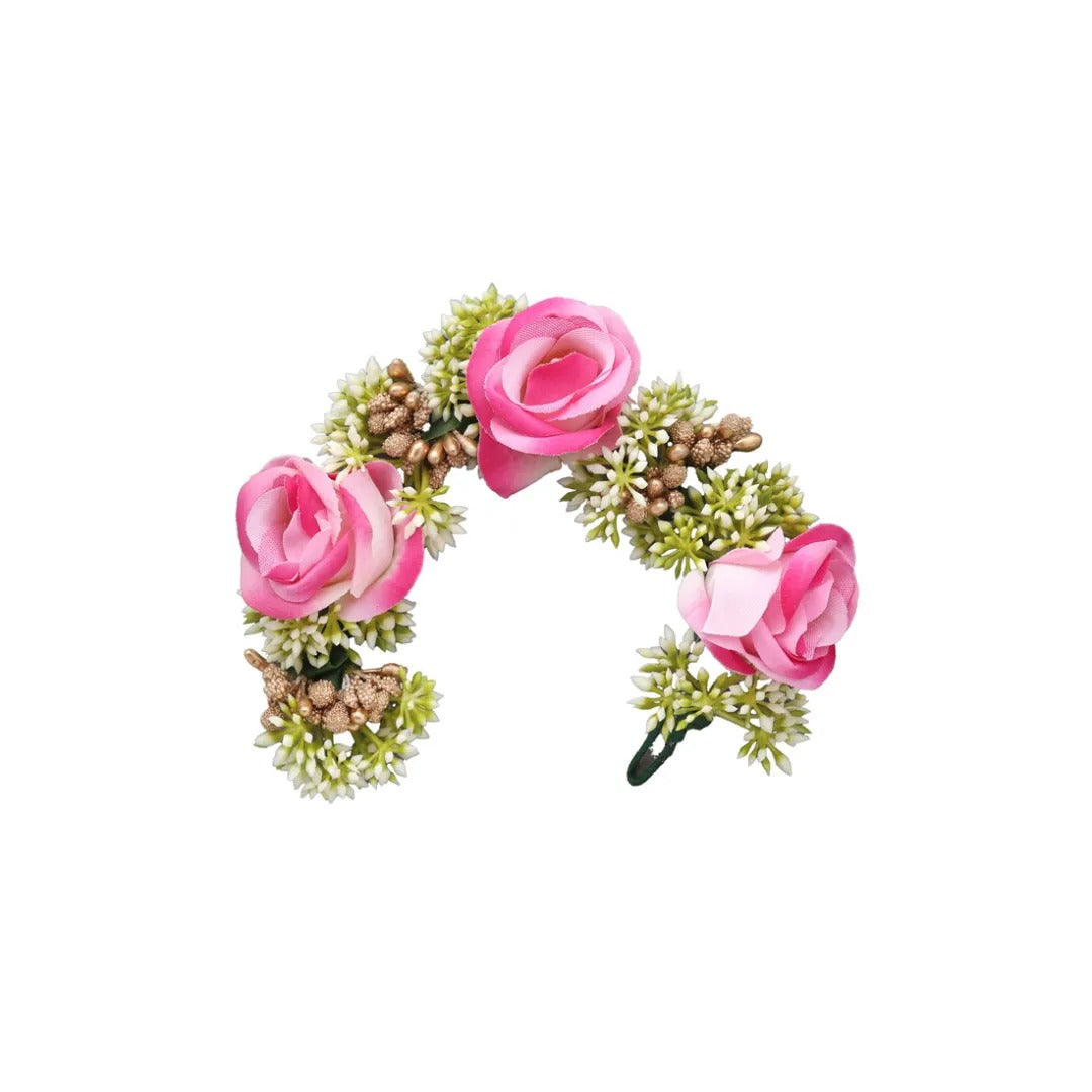 Künstliche indische Haarblumen - Rosa | Grün