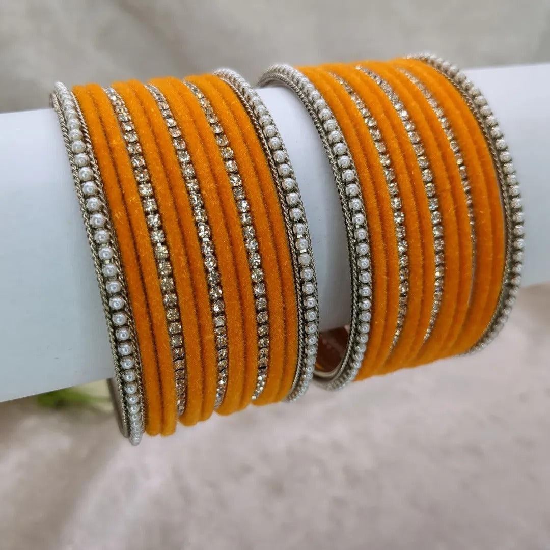 Bangles Set - Orange| Silver| Size 2.8