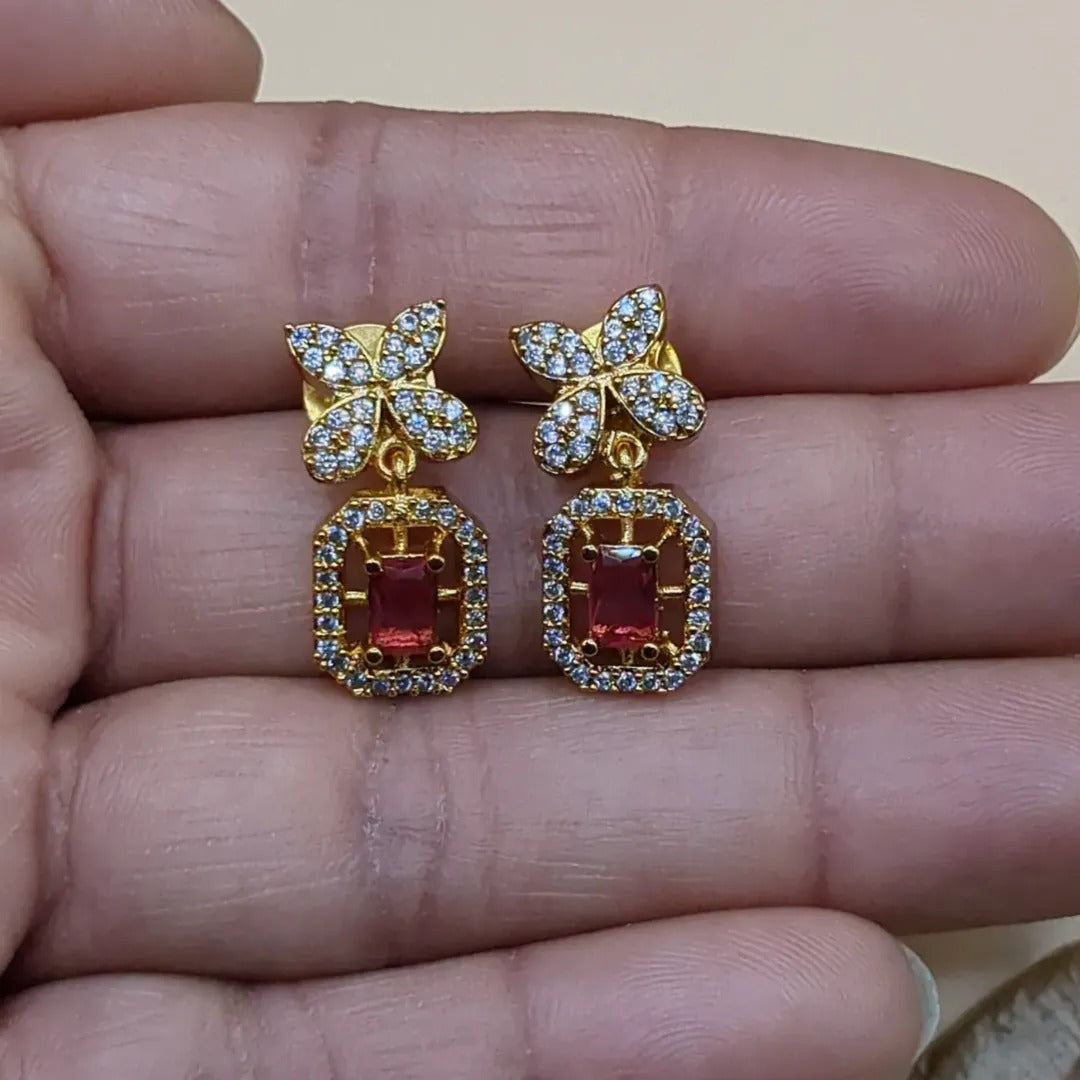 Trendy necklace with earrings - gold | Multi Color