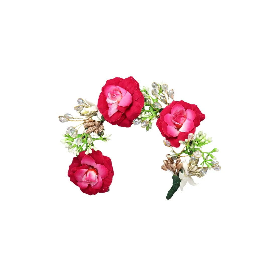 Künstliche indische Haarblumen Magenta | Grün