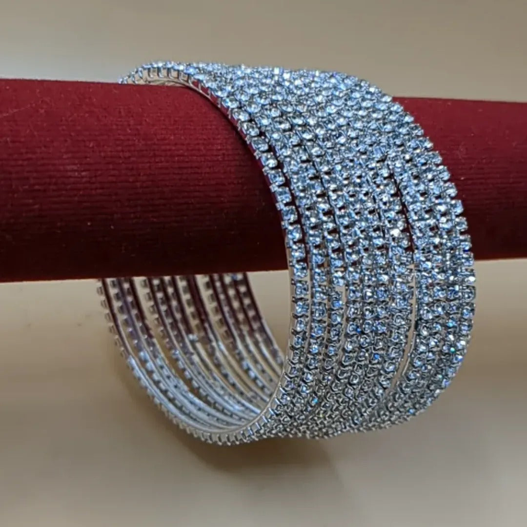 Silver bangle set with 12 bangles