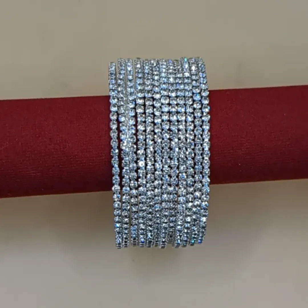 Silver bangle set with 12 bangles
