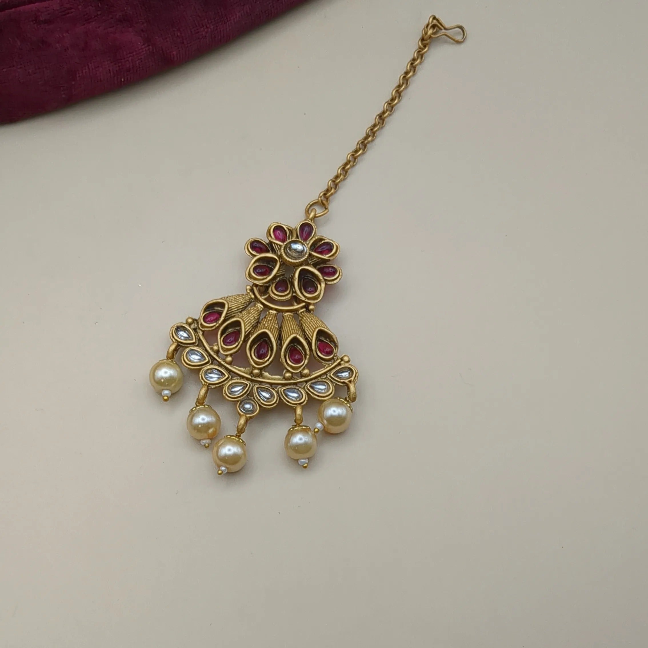 Temple Necklace with Earrings - gold
