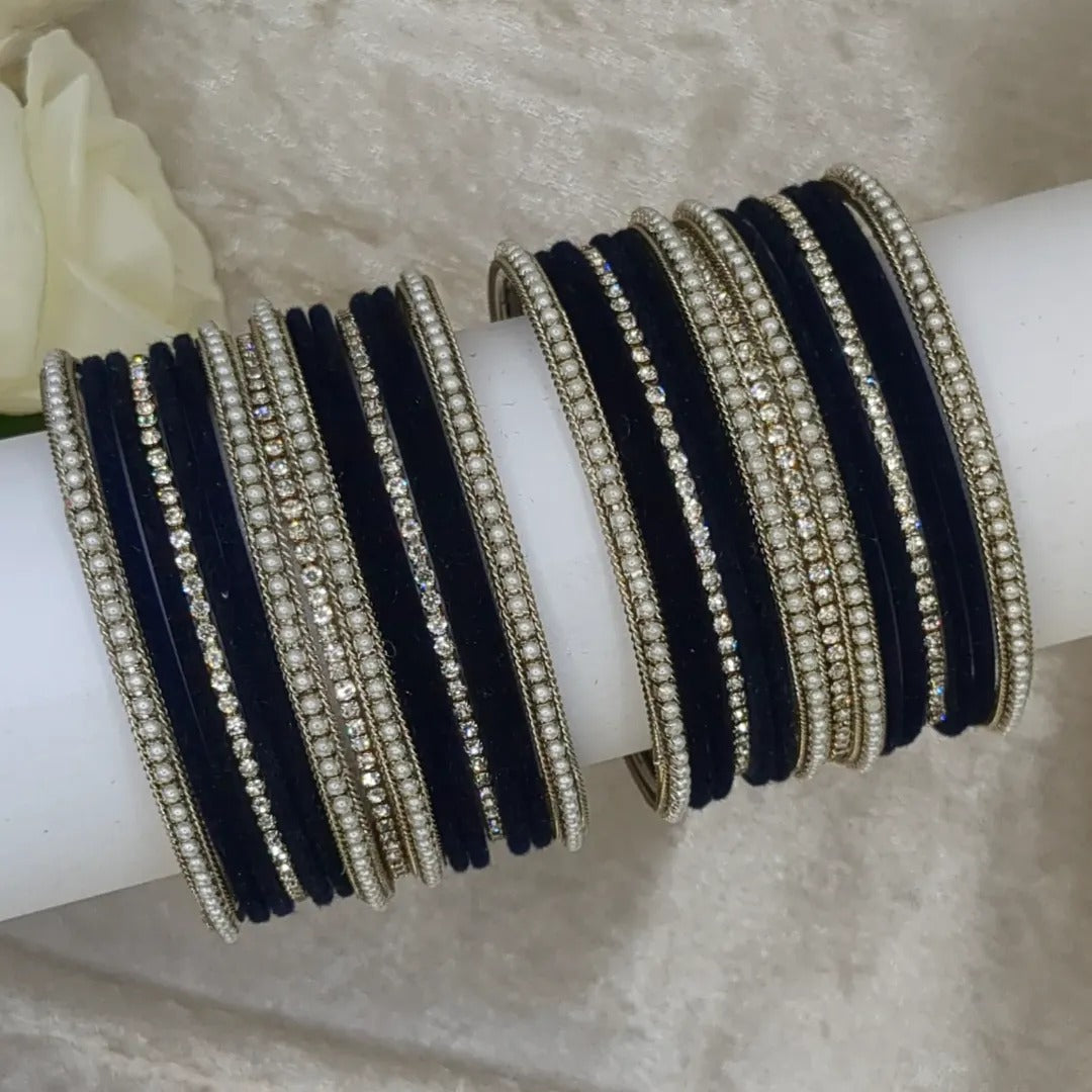 Bangles Set - Dark Blue | Silver | Size 2.8
