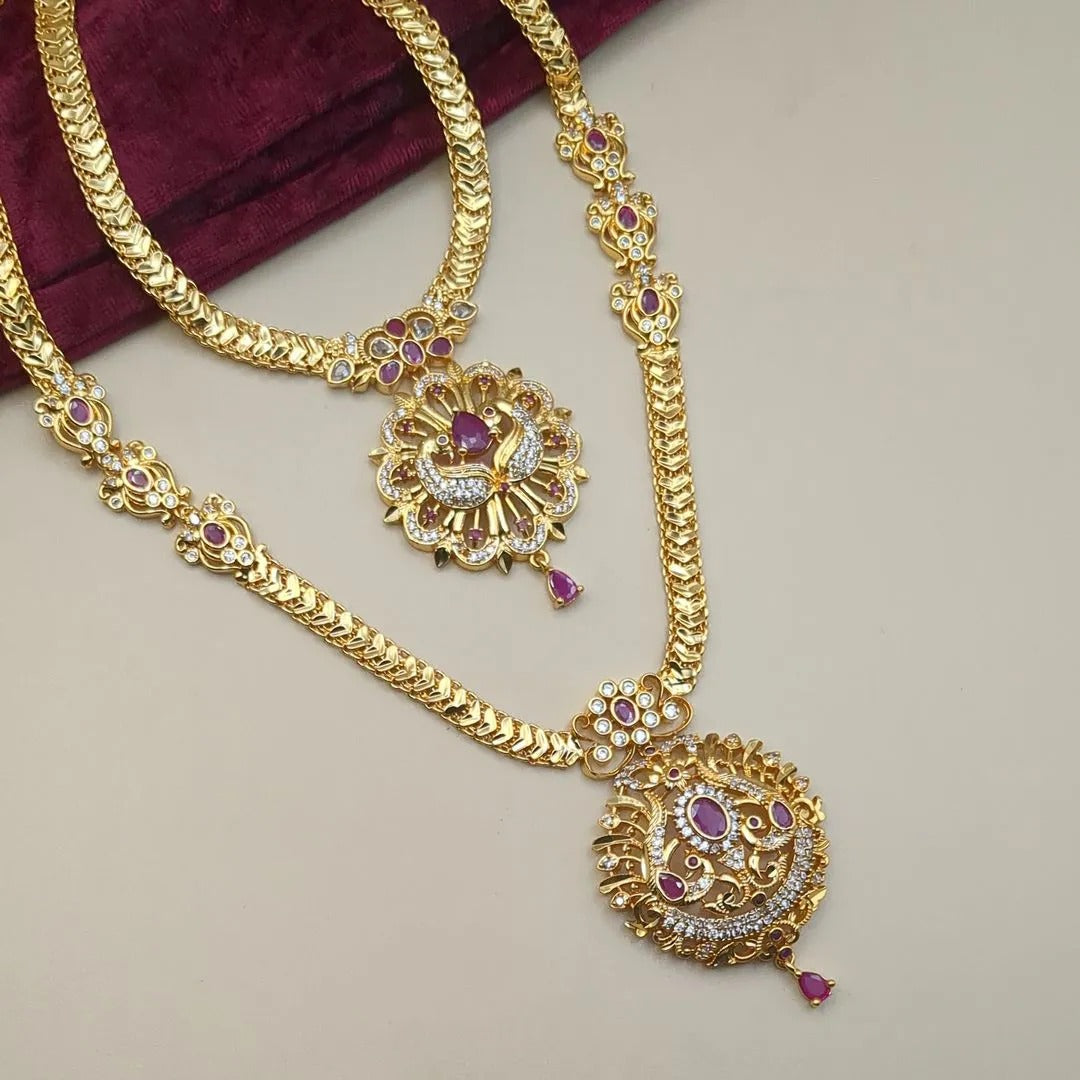 Necklace and Long Chain Set - Gold Plated