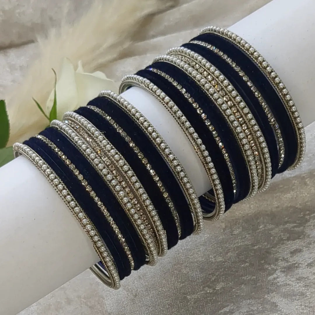 Bangles Set - Dark Blue | Silver | Size 2.8