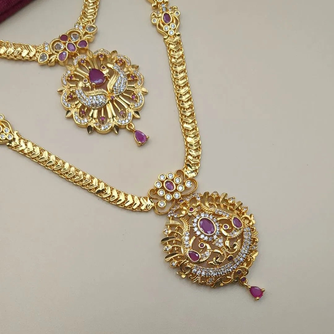 Necklace and Long Chain Set - Gold Plated