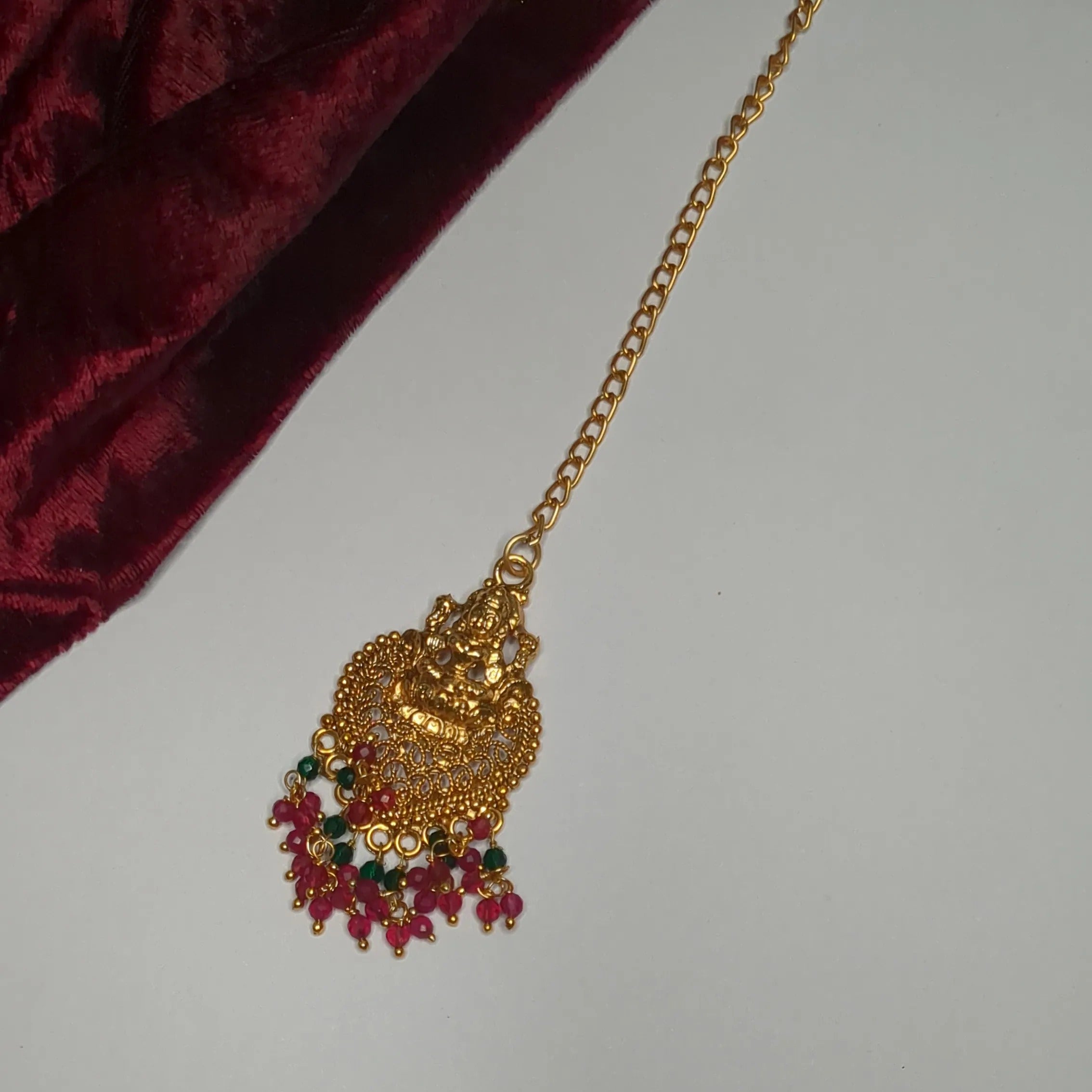 Temple Bridal Necklace, Haram, Earrings &amp; Tikka - gold