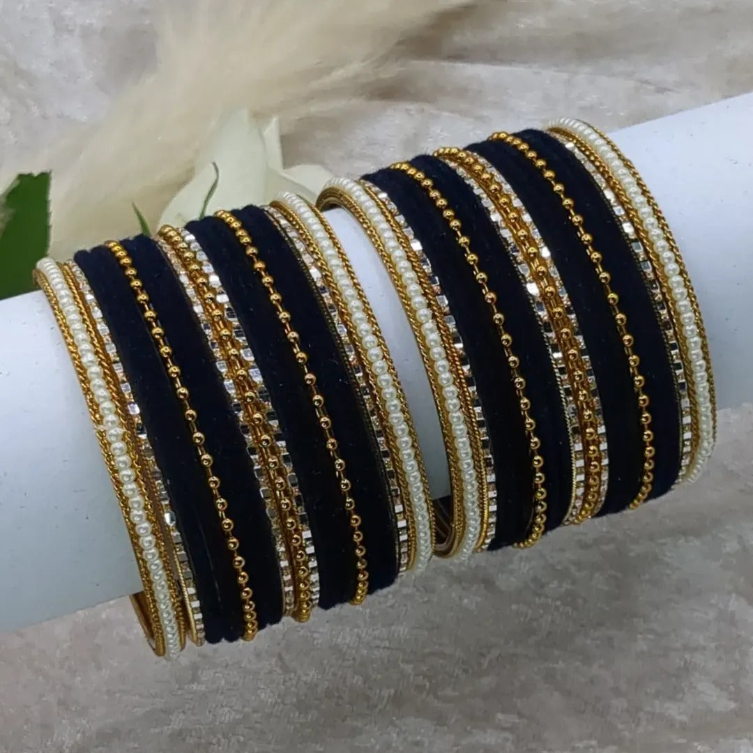 Armreifen Set - Dunkel Blau  | Gold | Größe 2.8