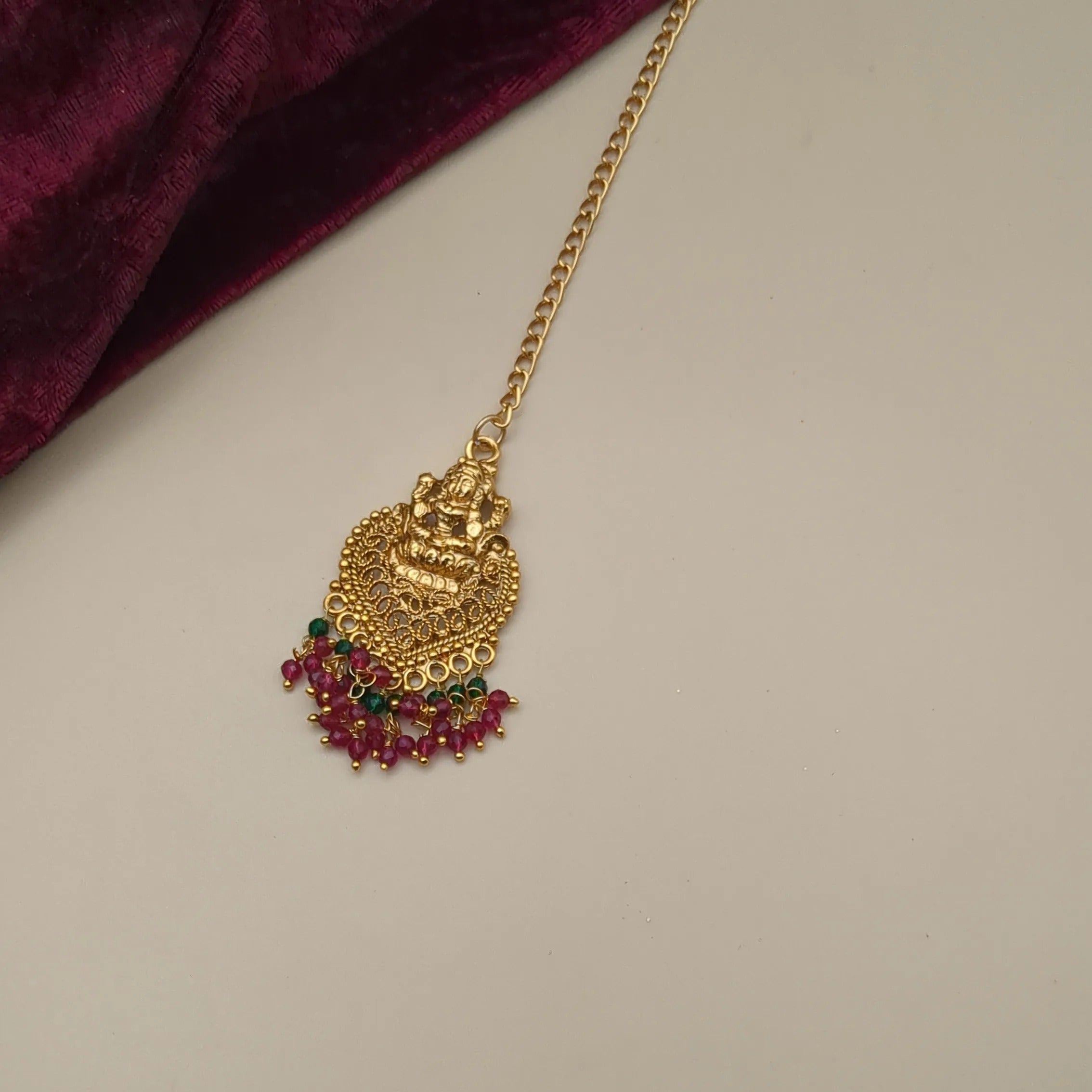 Temple Bridal Necklace, Haram, Earrings &amp; Tikka - gold