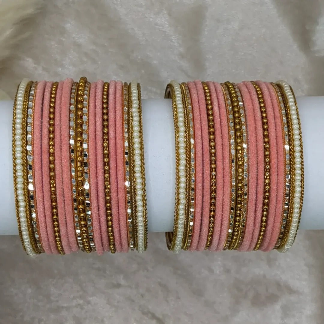 Bangles Set - Peach | Gold | Size 2.8