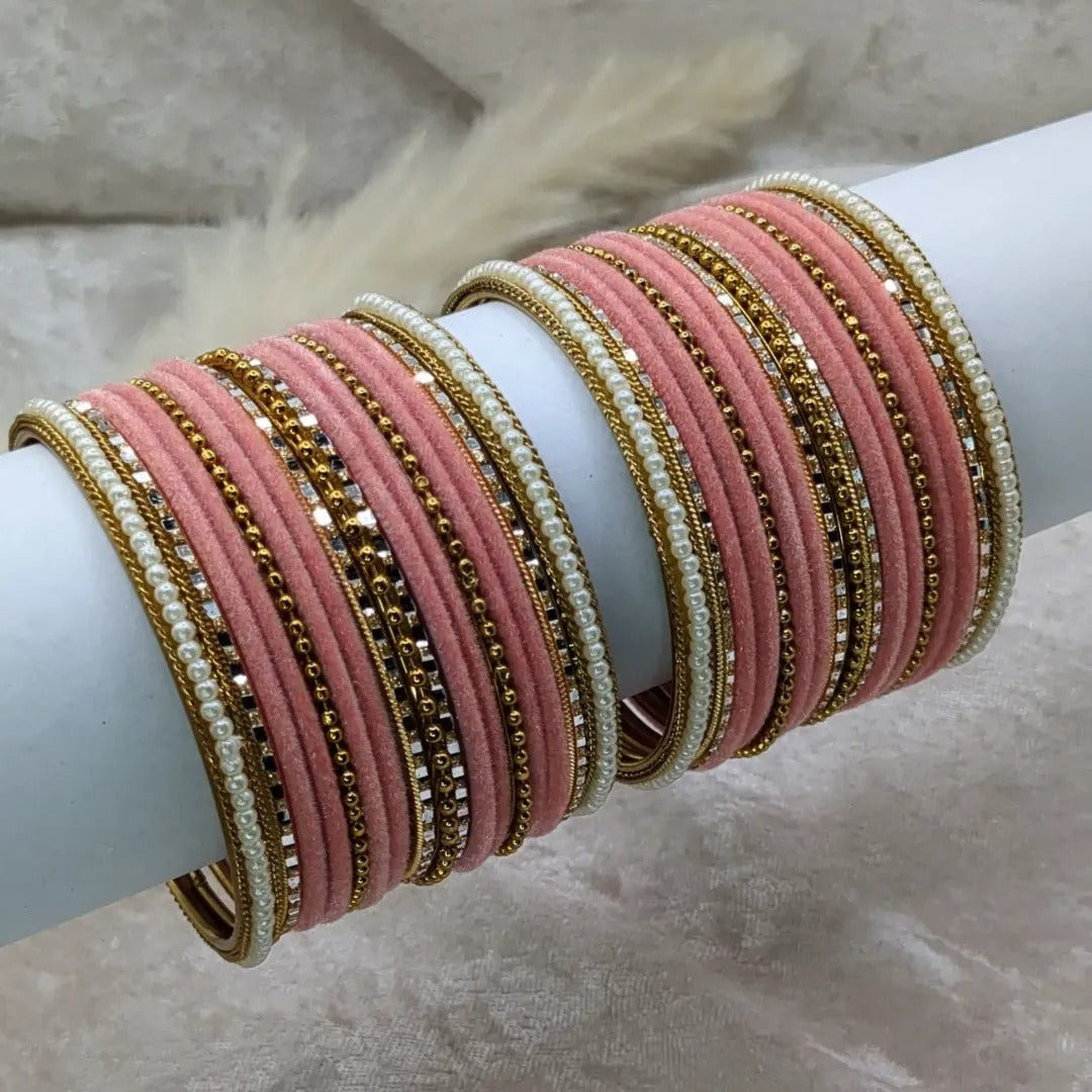 Bangles Set - Peach | Gold | Size 2.8