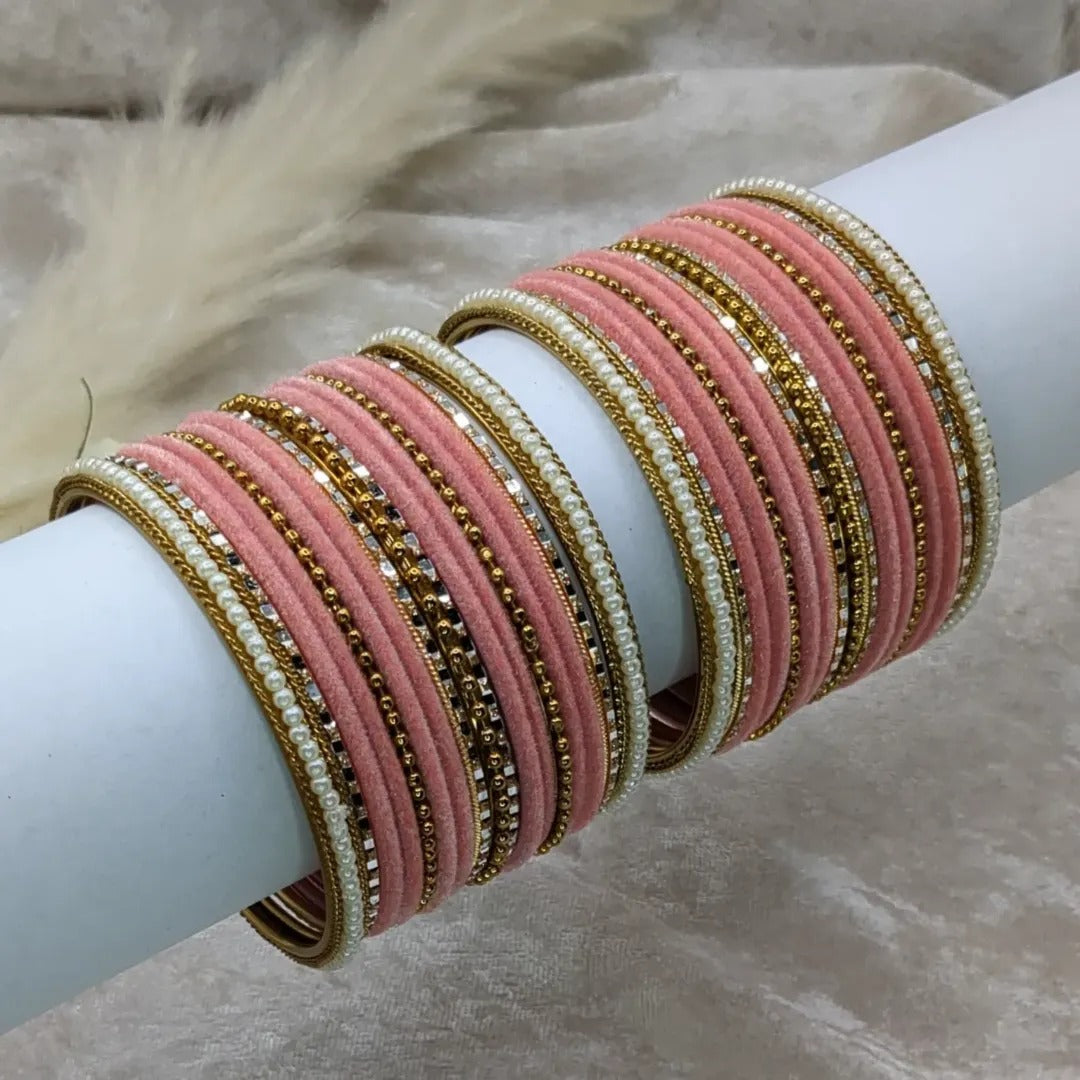 Bangles Set - Peach | Gold | Size 2.8