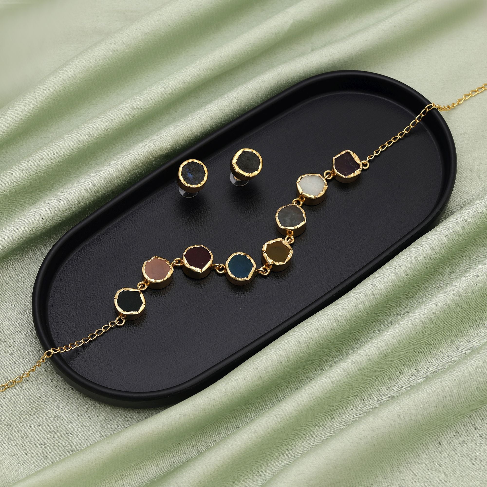 Kundan  Halskette ( Amrapali ) mit Ohrringe  - Multi color