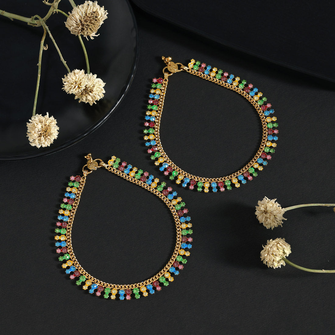 Fußkette- Gold | multicolor