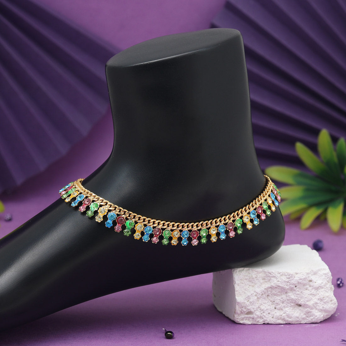 Fußkette- Gold | multicolor
