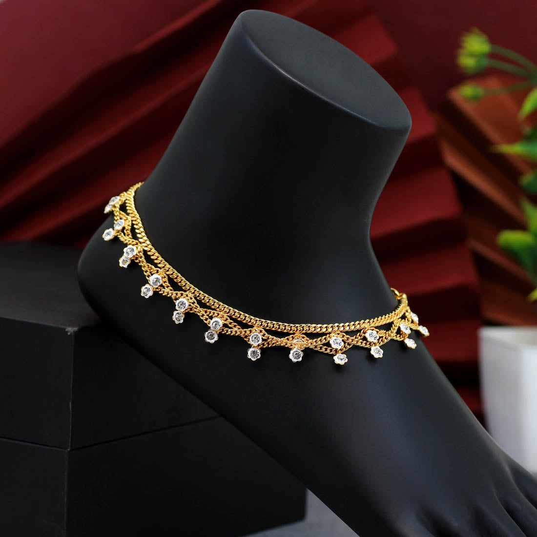 Fußkette- Gold | weiß