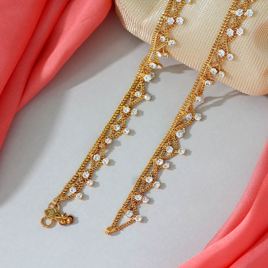 Fußkette- Gold | weiß
