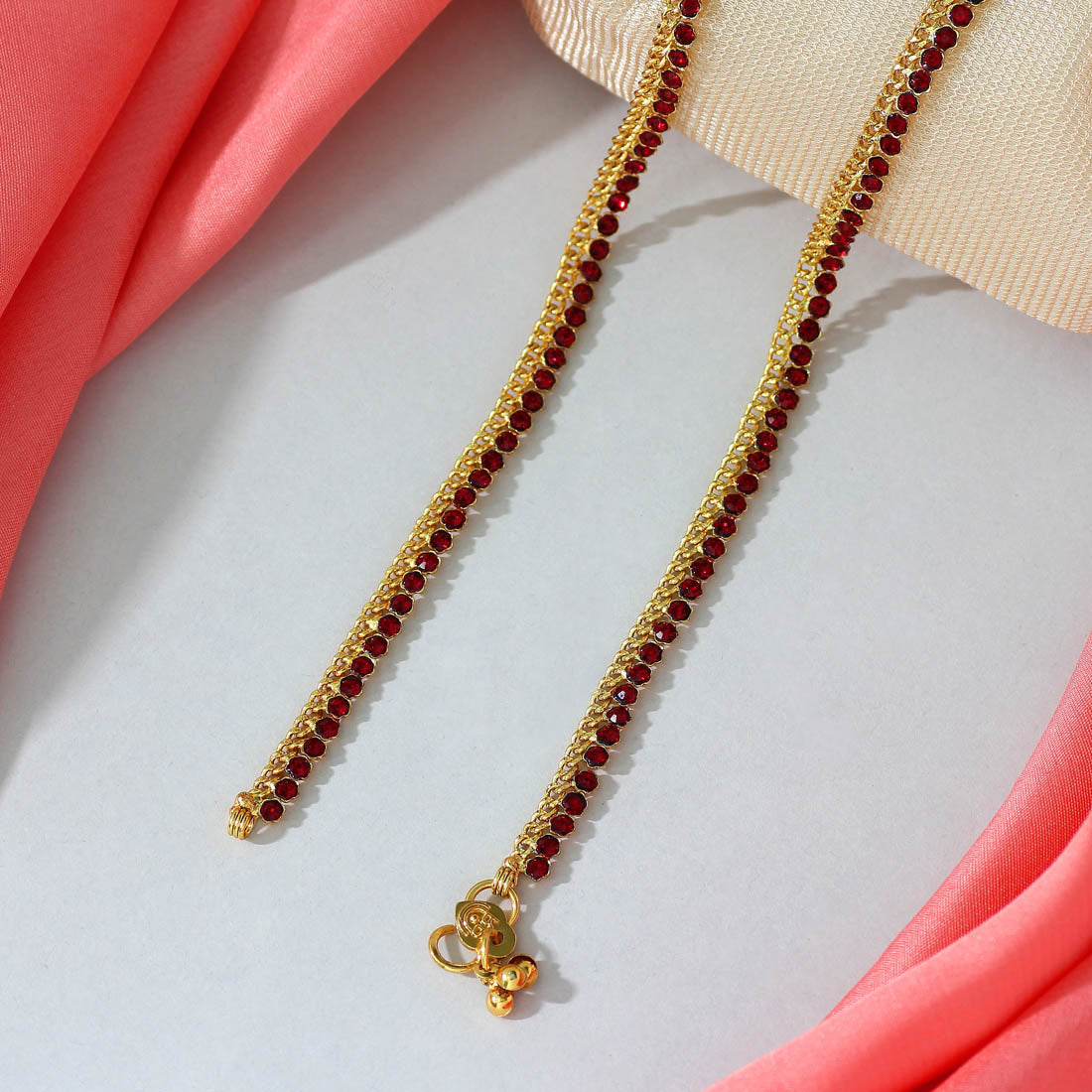 Fußkette- Gold | Maroon