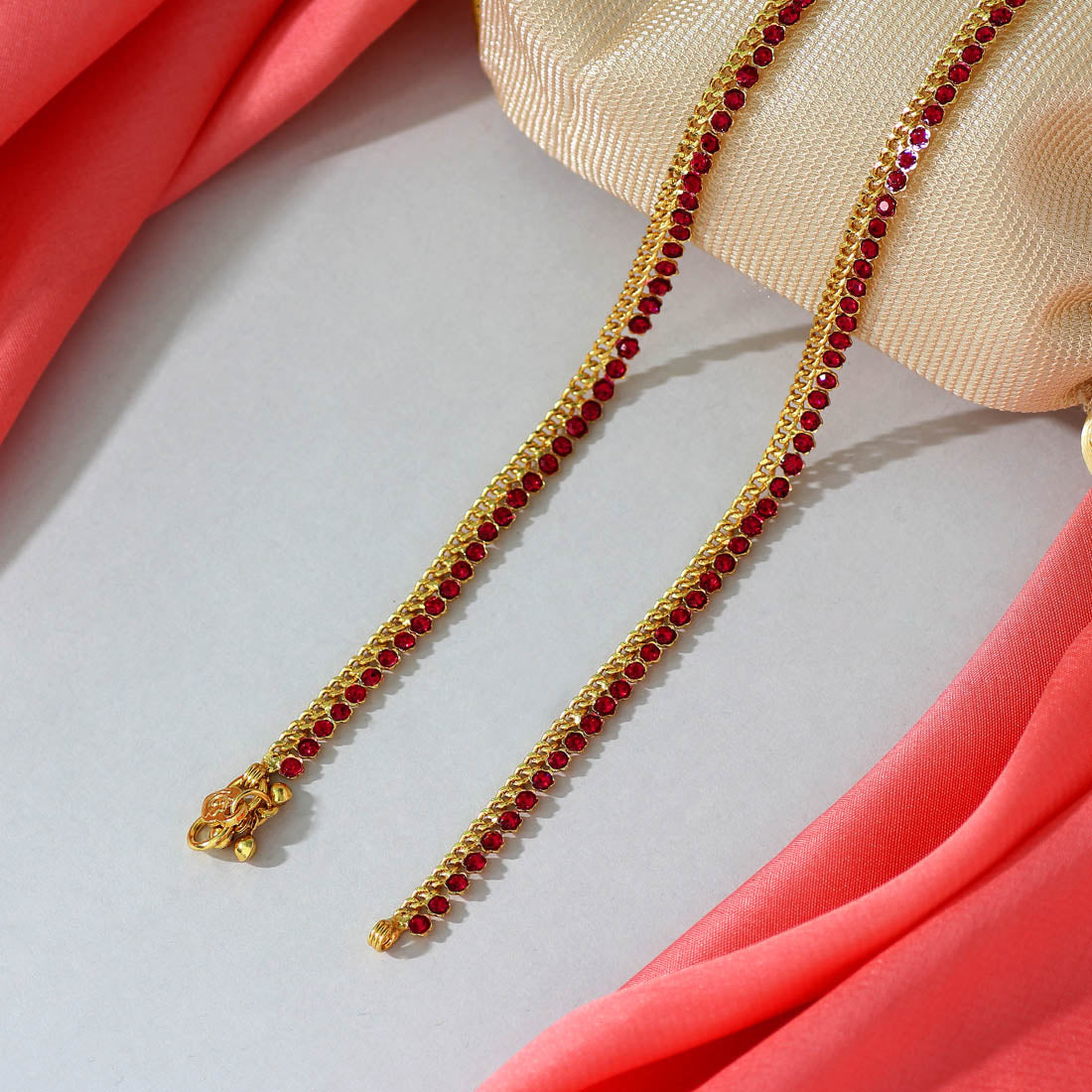 Fußkette- Gold | Magenta