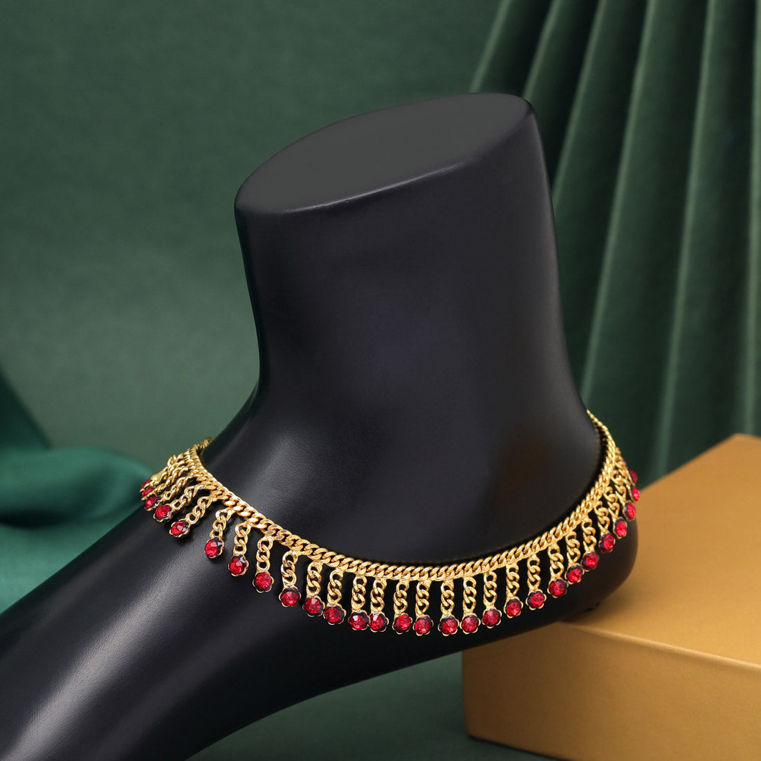 Fußkette- Gold | maroon