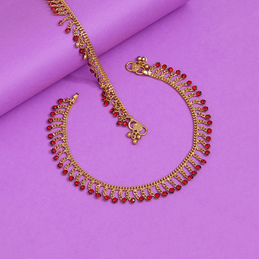 Fußkette- Gold | maroon