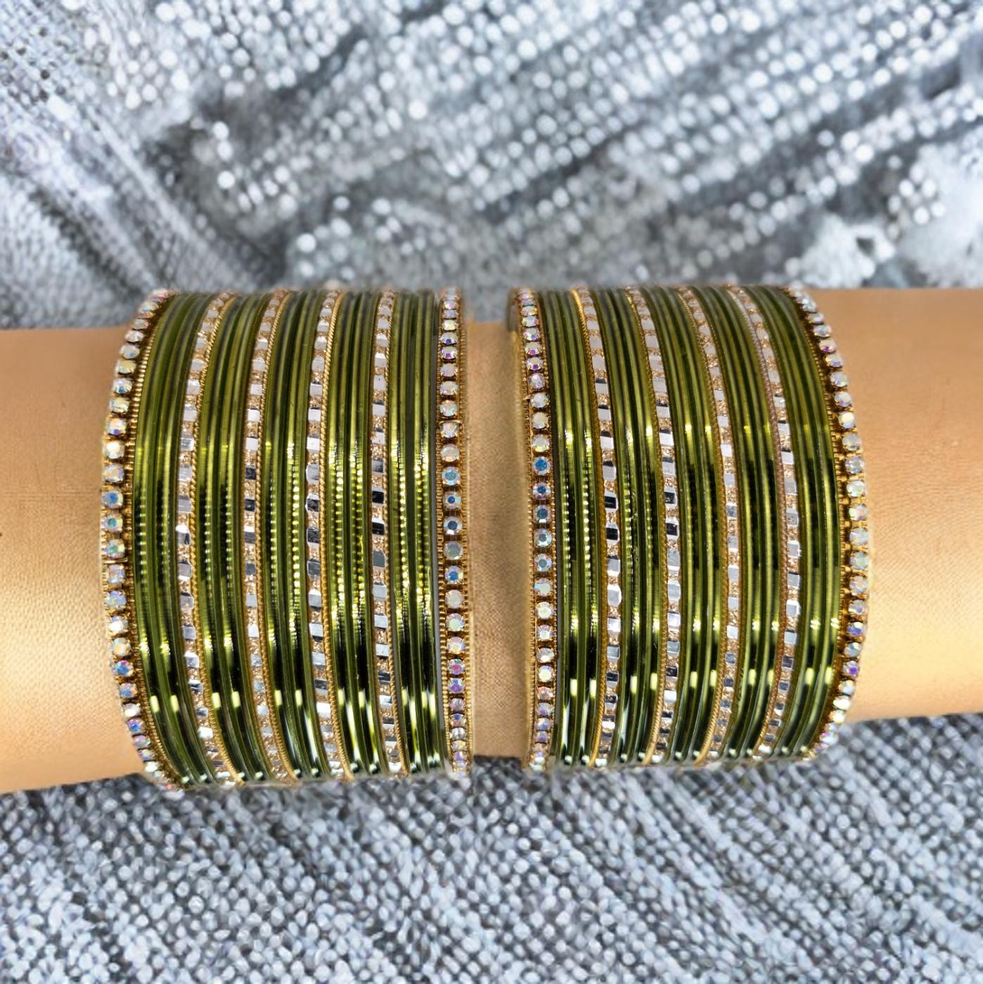 Armreifen Set - Olivgrün | gold | Größe 2.8