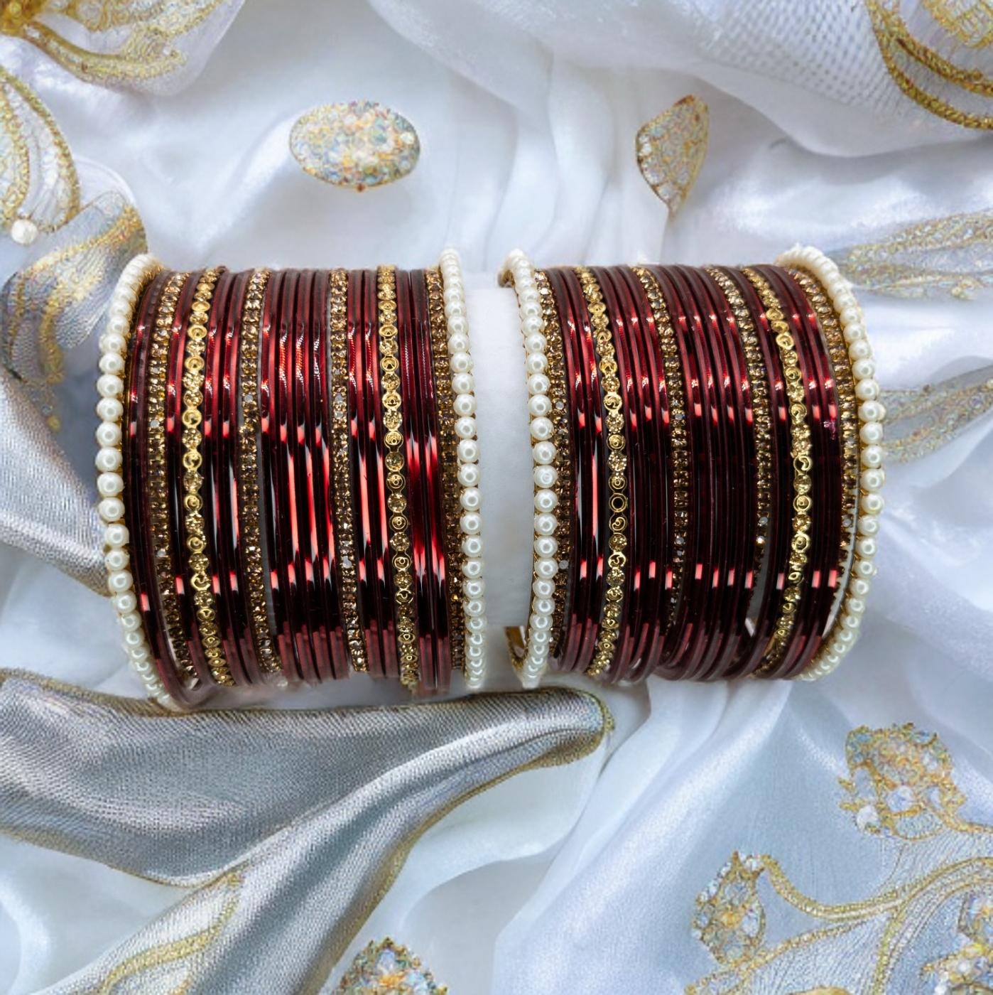 Armreifen Set - Maroon | Gold | Größe 2.6