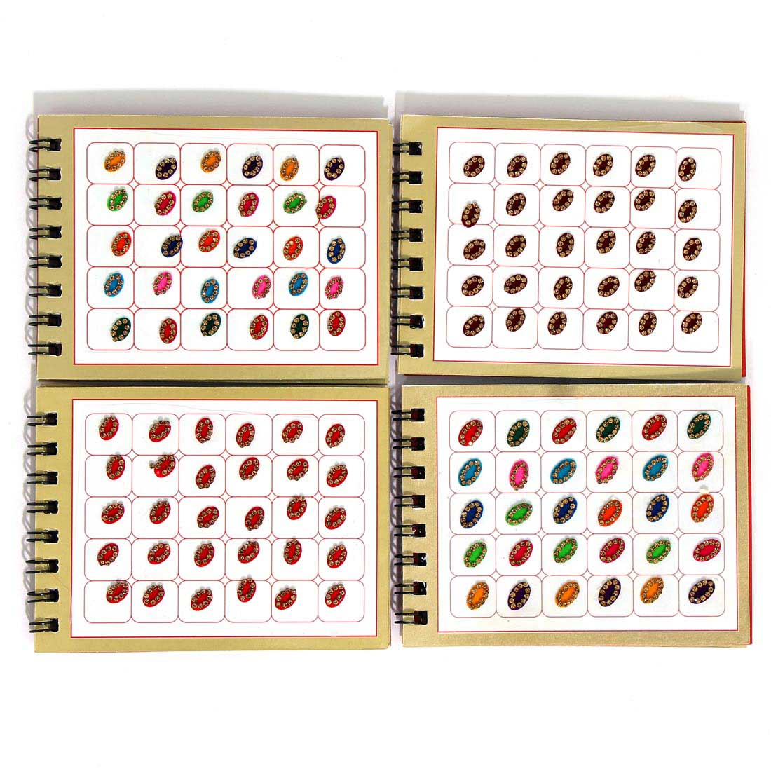 Multicolor oval Formige Bindis – 120 Stück in kleinem 4-seitigem Buch