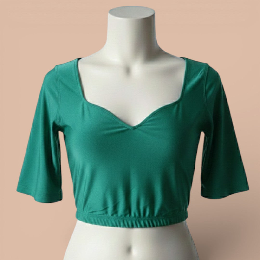 Alles-in-einem Saree Set |Grün – Space Silk Saree + Blouse + Shapewear