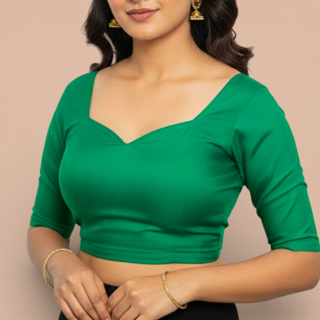 Ready-made saree blouse – sweetheart neckline – blue