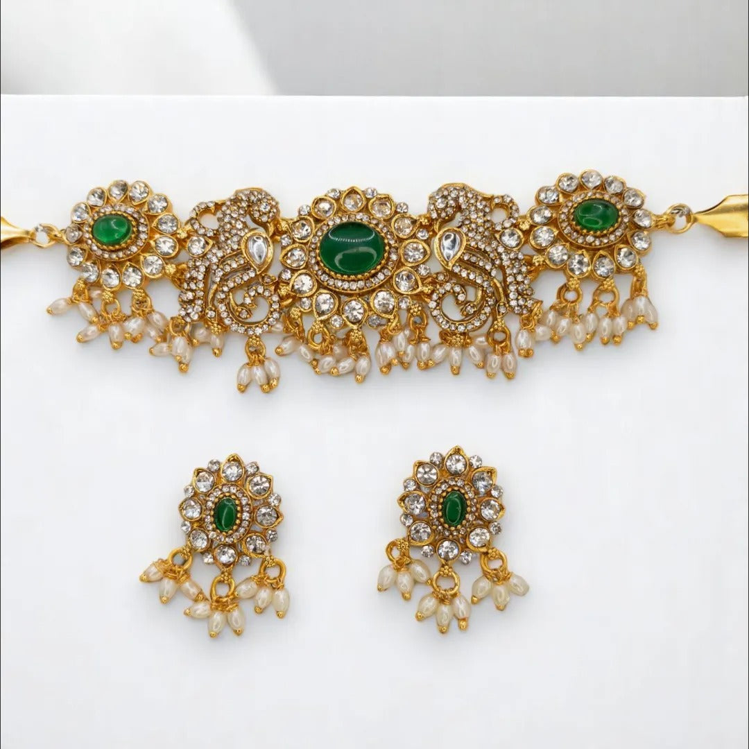 Temple Choker Necklace with Earrings