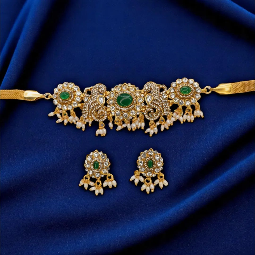 Temple Choker Necklace with Earrings
