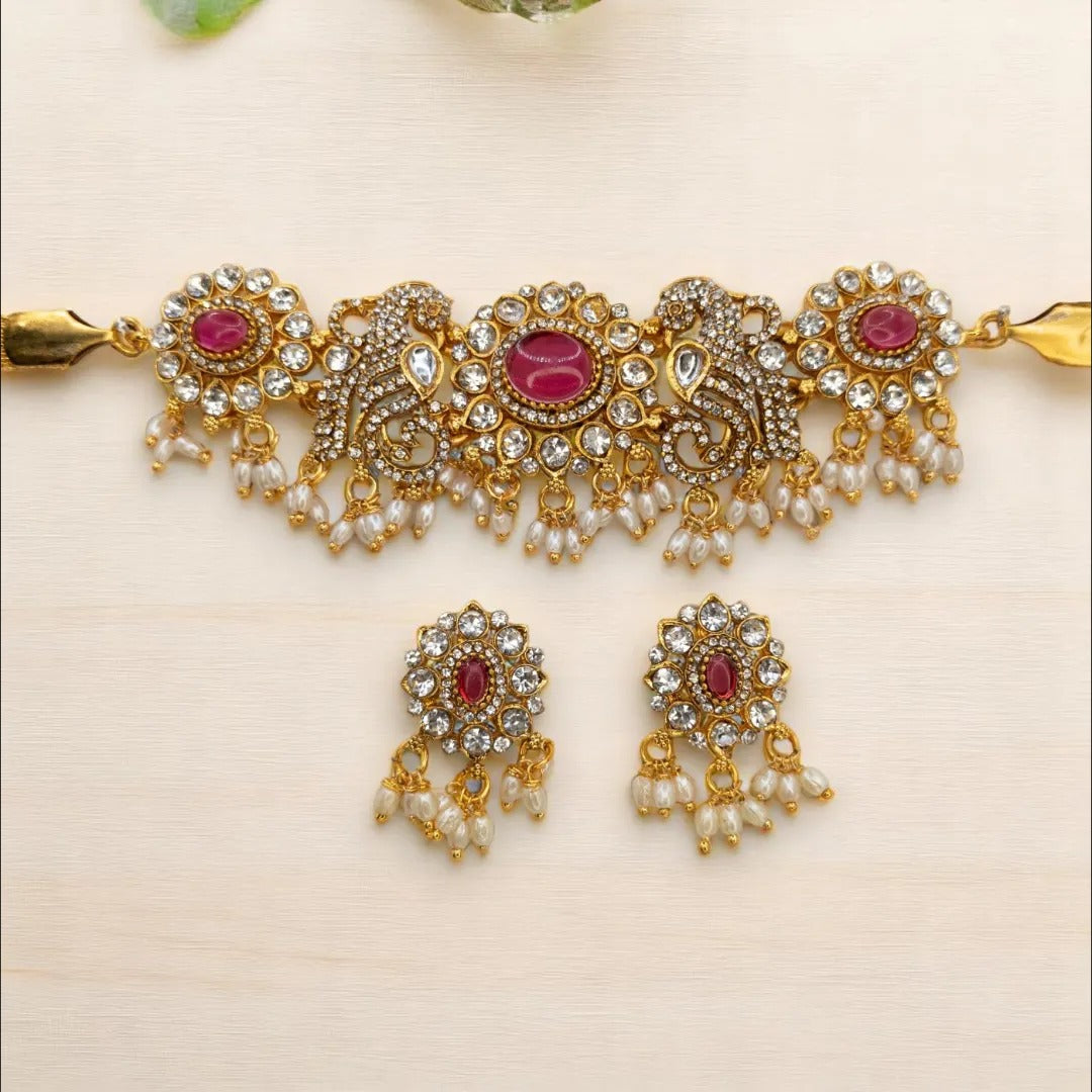 Temple Choker Necklace with Earrings