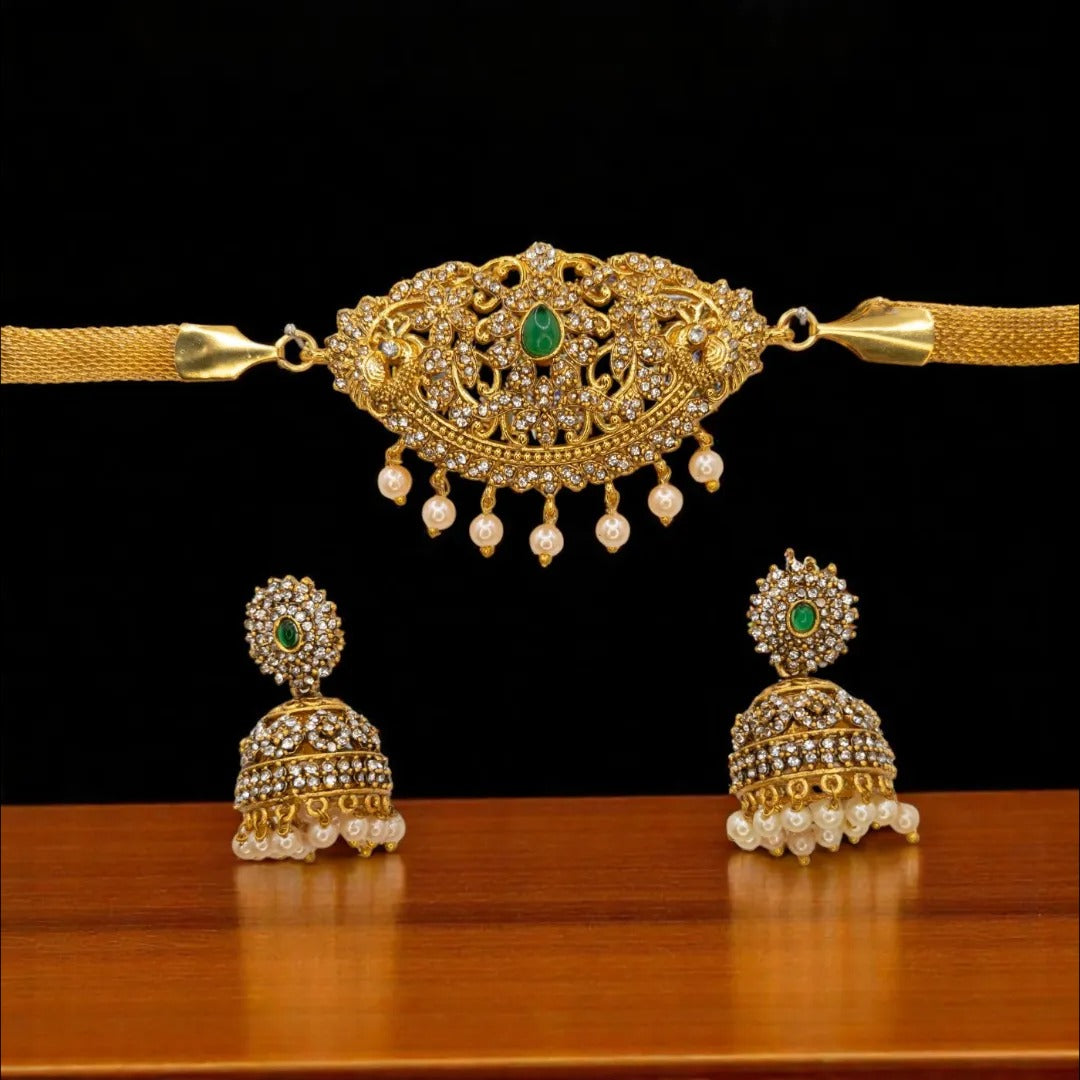Temple Choker Necklace with Earrings