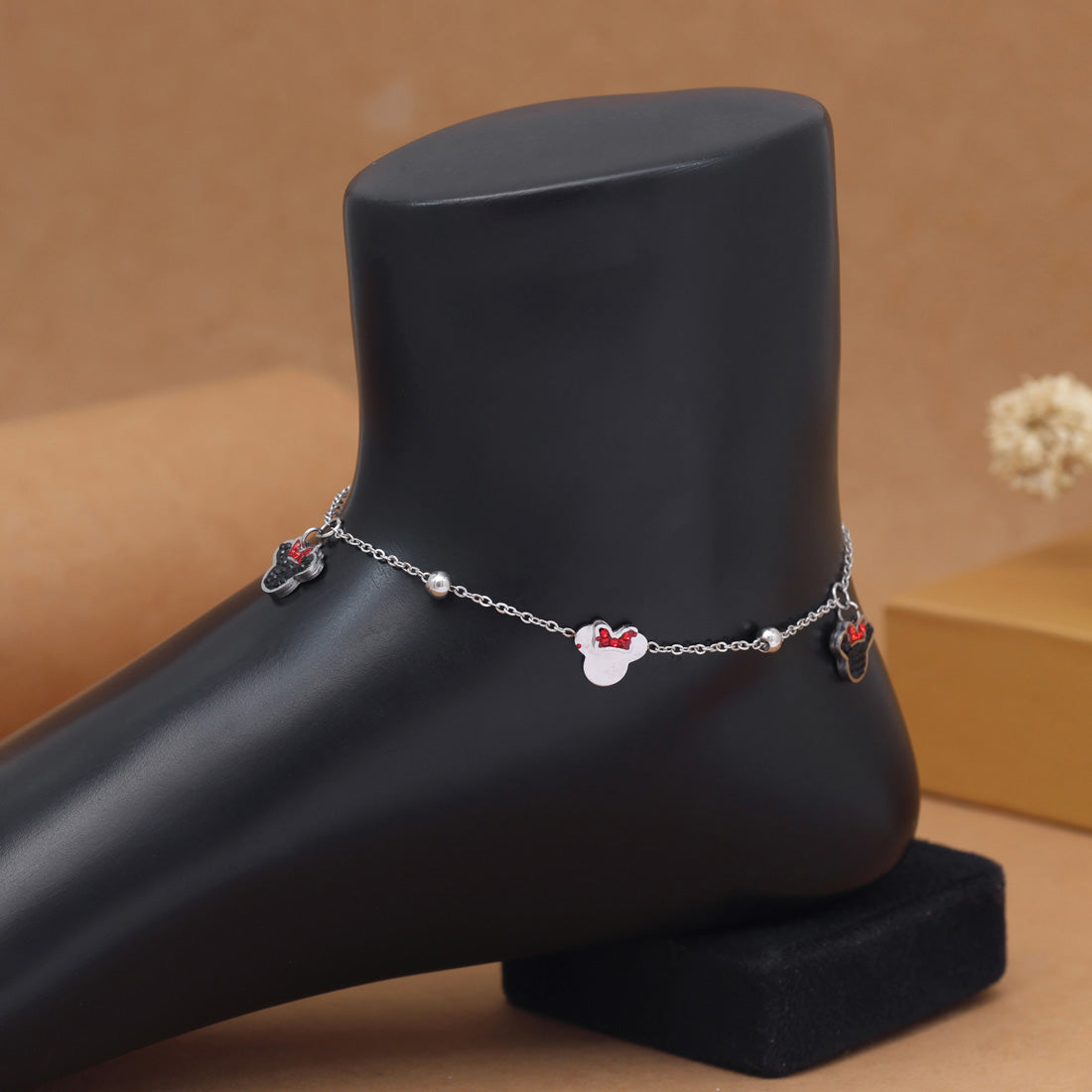 Schlichte Single Fußkette - silber