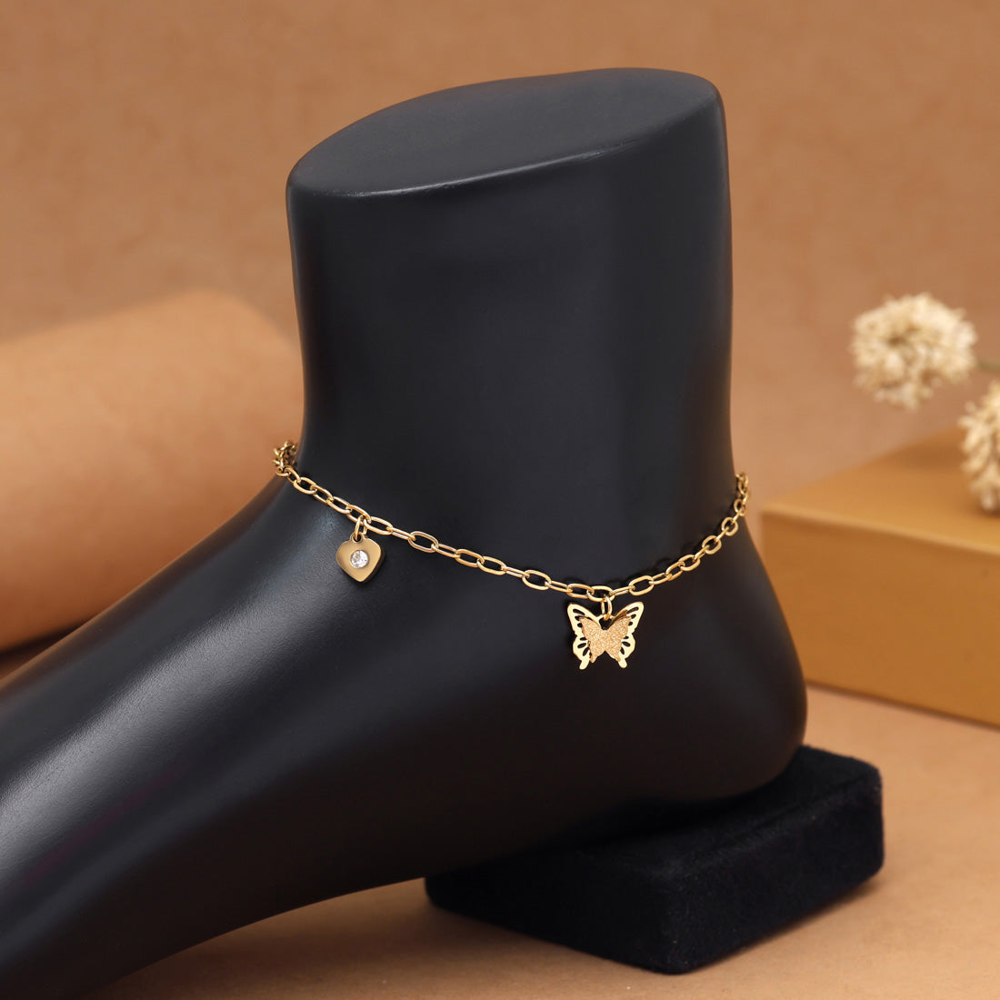 Schlichte Single Fußkette - gold