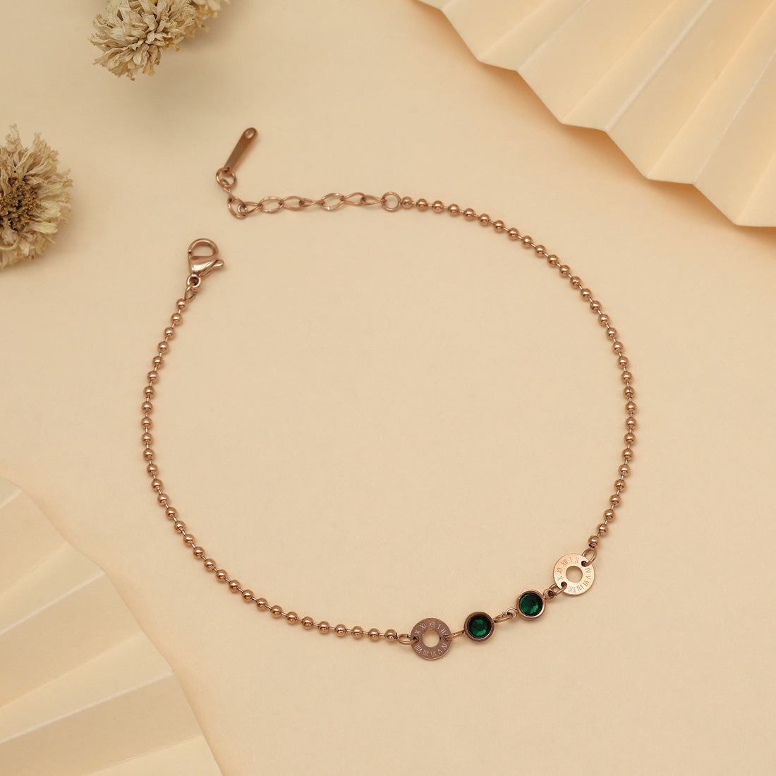 Schlichte Single Fußkette - Roségold