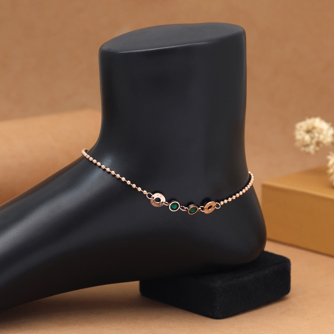 Schlichte Single Fußkette - Roségold