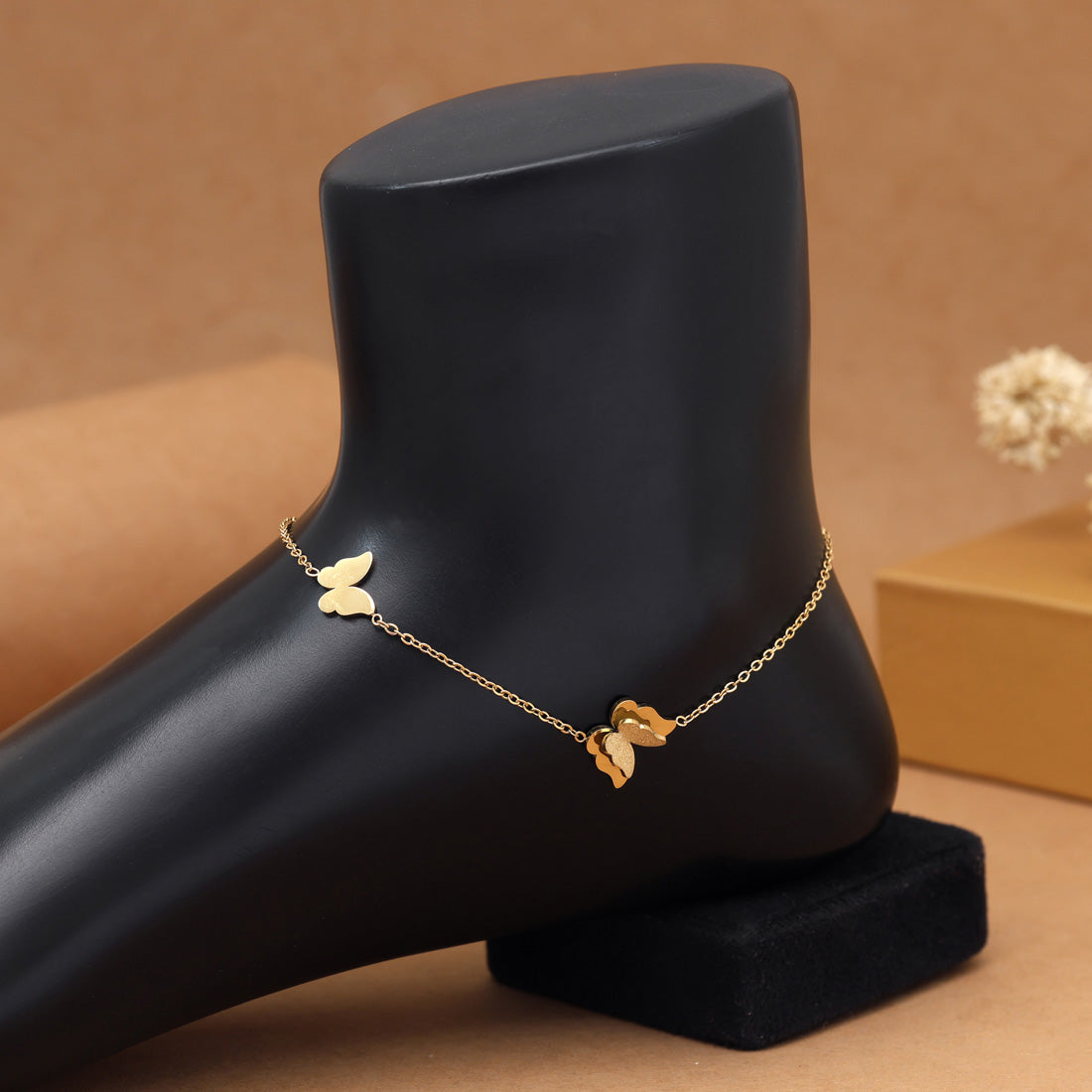 Schlichte Single Fußkette - gold