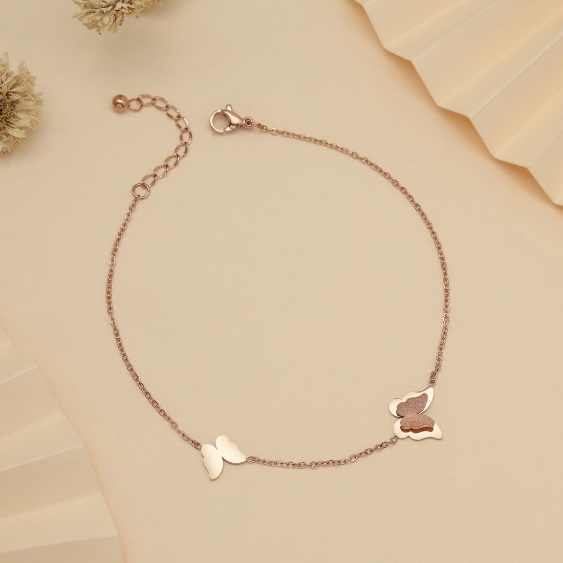 Schlichte Single Fußkette - Roségold