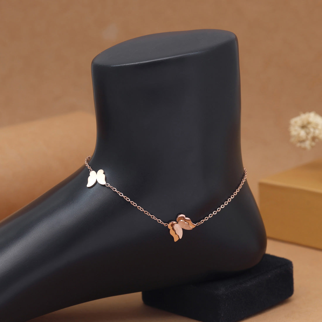 Schlichte Single Fußkette - Roségold