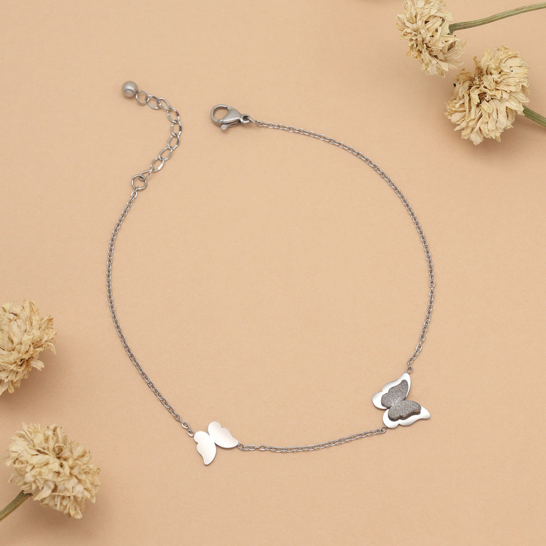 Schlichte Single Fußkette - silber