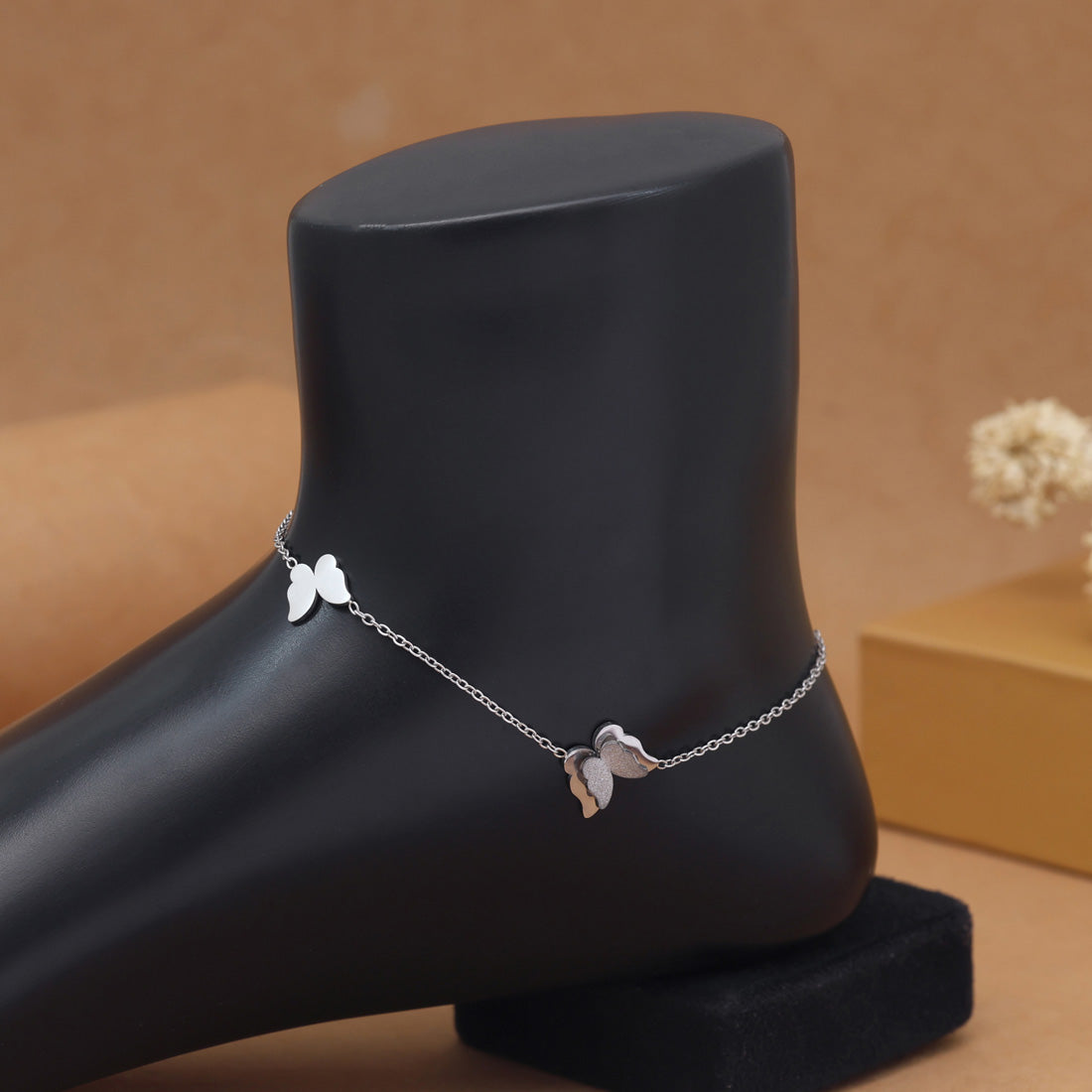 Schlichte Single Fußkette - silber