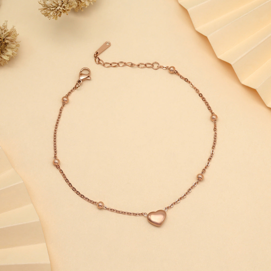 Schlichte Single Fußkette - Roségold